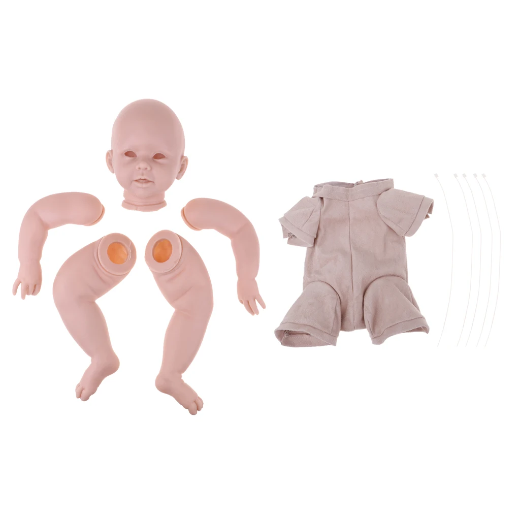 Real Touch Silicone 28' Reborn Kit Awake Baby Doll Blank Head Limb Mold and Cloth Body doll Set children birthday gift