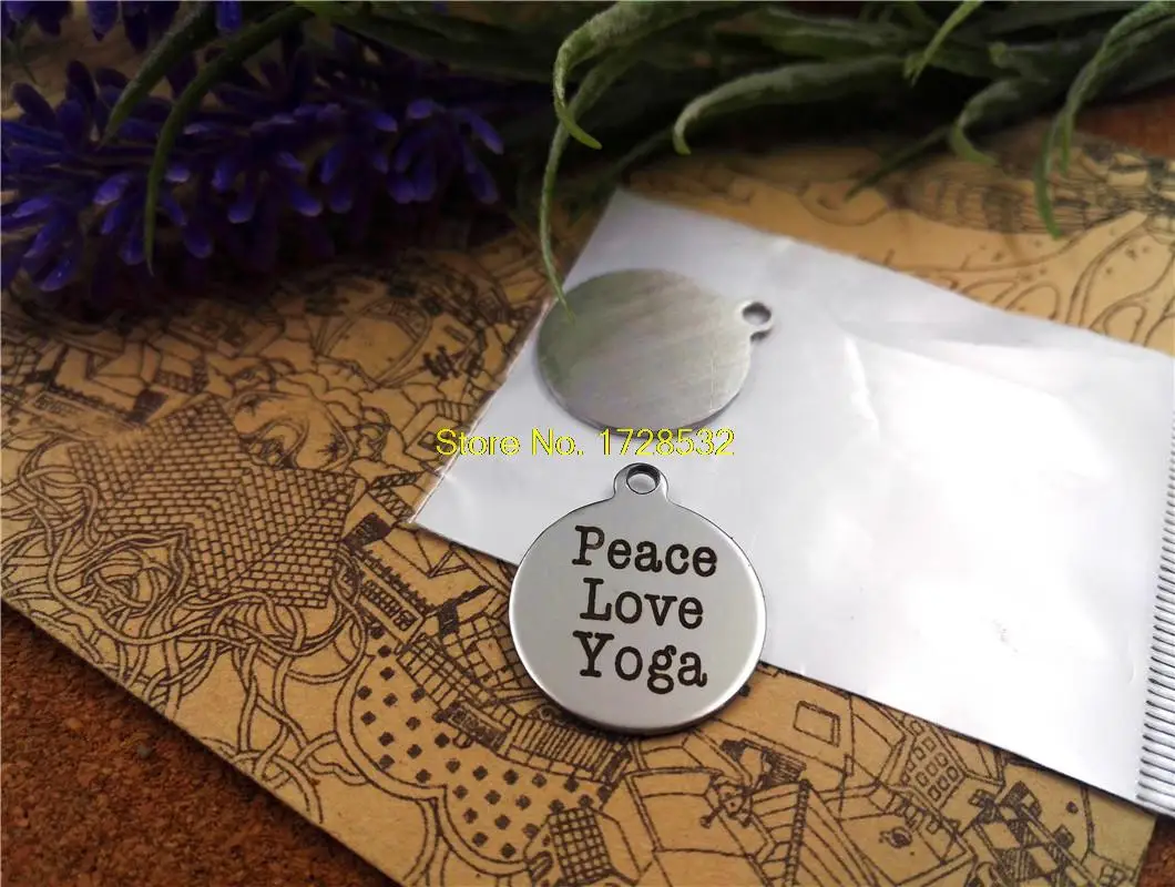 10pcs stainless steel Charms "peace love yoga " DIY Charms Pendants for necklace/bracelet