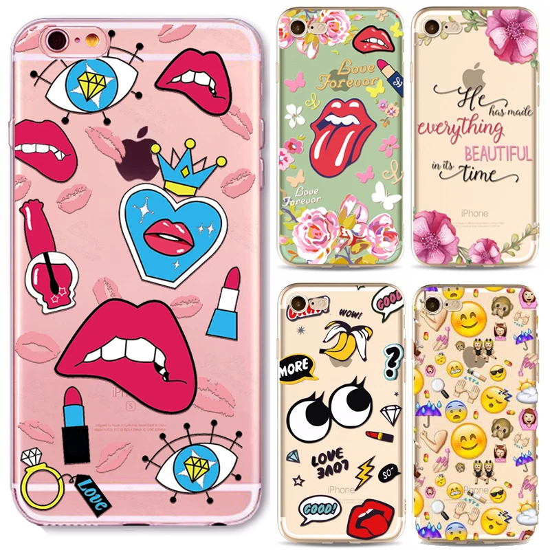 電話ケースのためのiphone 5 S 5 Se透明ソフトシリコングラフィティセクシーな女の子カイリー唇絵文字ドリームキャッチャー馬ケースcarcasas Case For Android Phone Phone Leather Casephone E63 Aliexpress