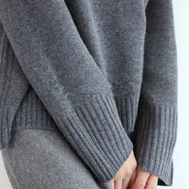 Lafarvie вязаный свитер из смеси на основе кашемира женские топы Водолазка Осень Зима Женский Пуловер Свободный Повседневный теплый свитер