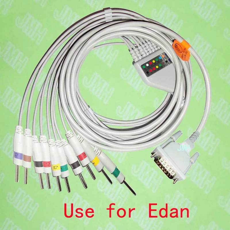 Совместим с оборудованием EDAN SE 1/SE 3/SE 601A EKG сплошной 10 проводной кабель ECG и