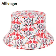Харадзюку летние женские Панамы boonie с принтом фламинго, плоская шляпа от солнца на плоской подошве для рыбалки, рыбака, Панамы, хип-хоп кепки для мужчин