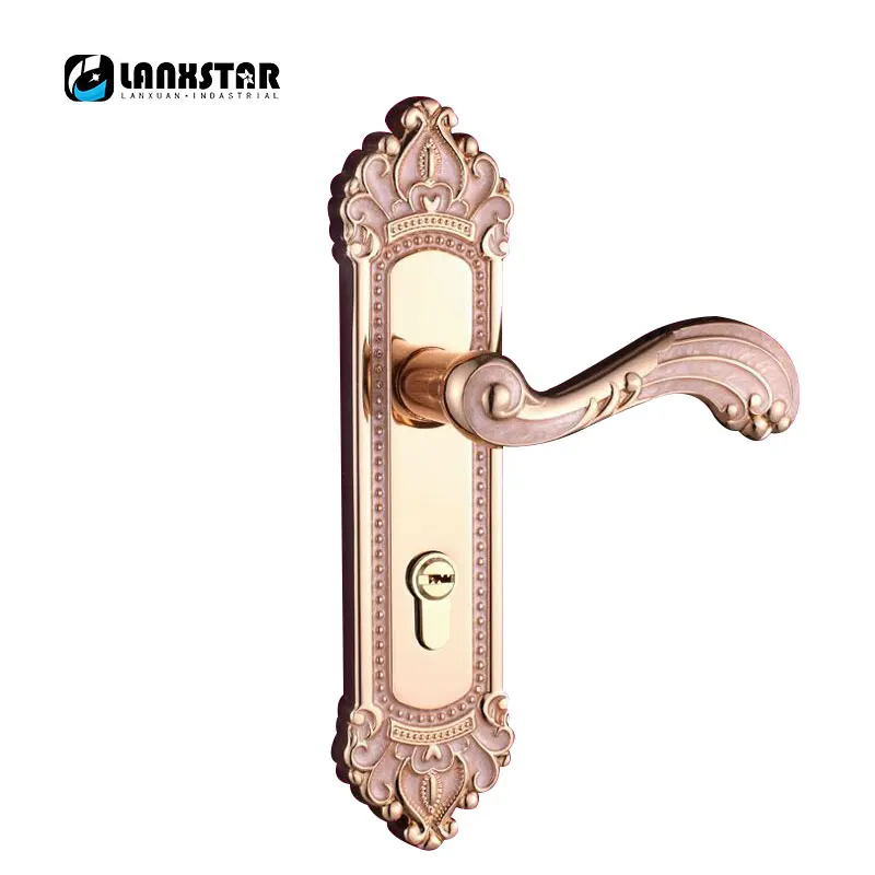 

Luxury Computer Design European Antique Handle Lock Solid Wooden Door Split Locks Mechanical Lock with Keys