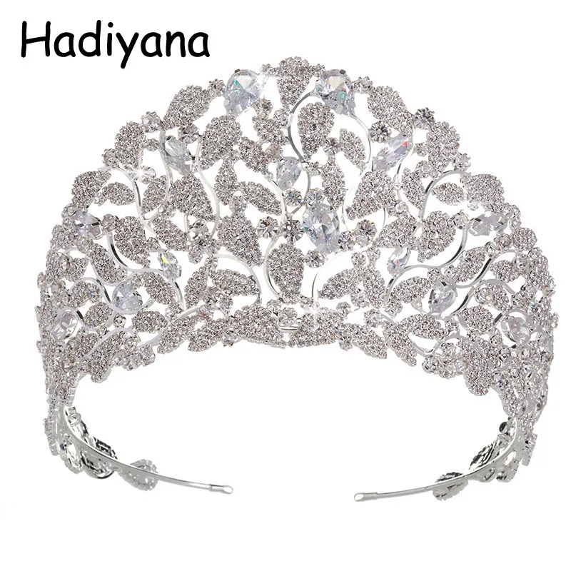 

Hadiyana Elegant Wedding Crown Tiaras 2018 CZ Copper Diadem Tiaras for Women Bride Hair Crowns Jewelry Accessories Design HG6031