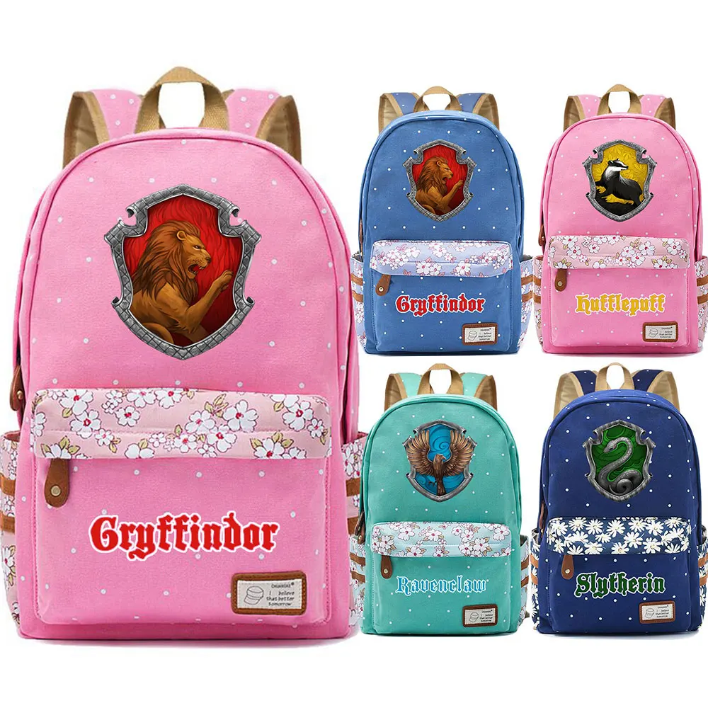 Волшебная школьная сумка Shool Slytherin Gryffindor с цветами в горошек для мальчиков и