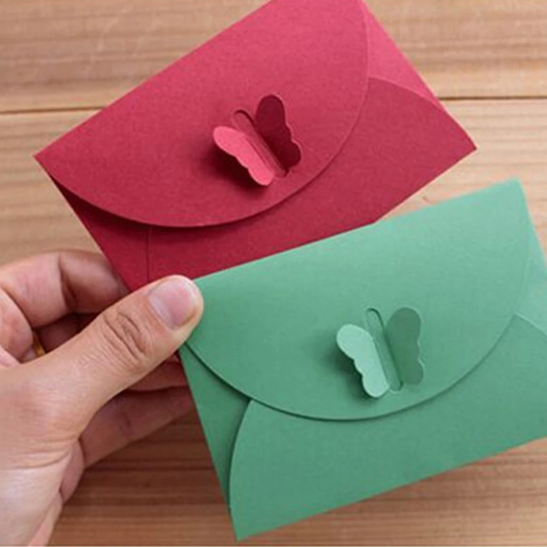 FangNymph 10PCS Colored Butterfly Buckle Kraft Paper Envelopes Simple