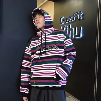 

2020 Men's Embroidery Clothing Pullover Stripe Printing Leisure Loose Coats Hoodies Cotton Clothes Casual Sweatshirts M-2XL