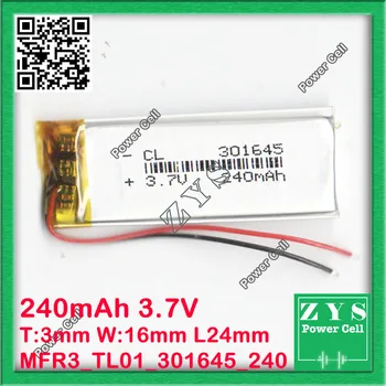 

1 pcs. li-ion battery 3.7v 240mAh rechargeable battery 3.7 v 240 mah 301645 031645 size: 3x16x45mm