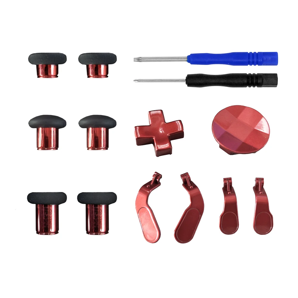 

Red 12 in 1 - Metal Mod 6 Swap Thumb Sticks Joysticks, 4 Paddles & 2Dpads with Open Tool for Xbox One Elite Controller