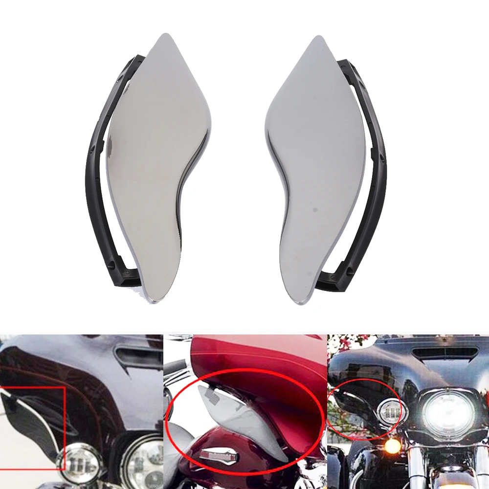 Neverland Chrome Motorcycle Side Wings Wind Air Deflectors For Harley
