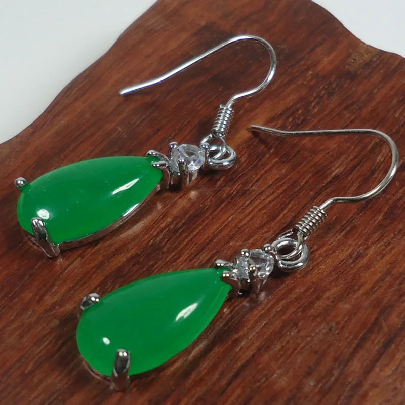 

Malay Jade Earrings natural green fashion lady jewelry gift Earrings