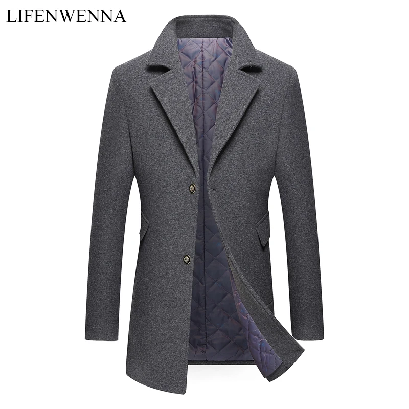 

Casual Autumn Men's Woolen Coat 2019 New Arrival Solid Single Breasted Trench Coat Men Slim Fit Business Wool Jacket Male 1789