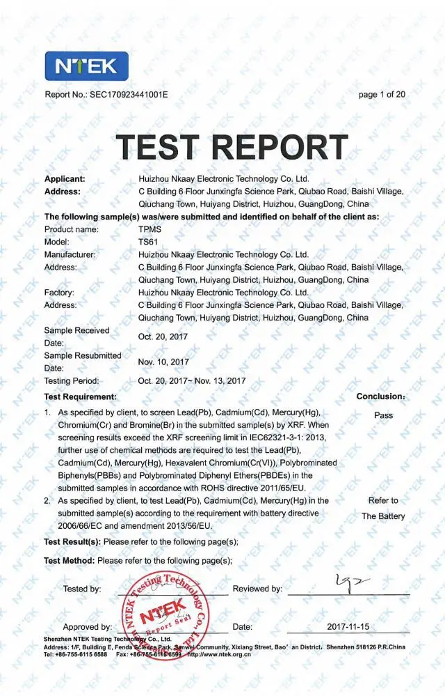 test report RoHS