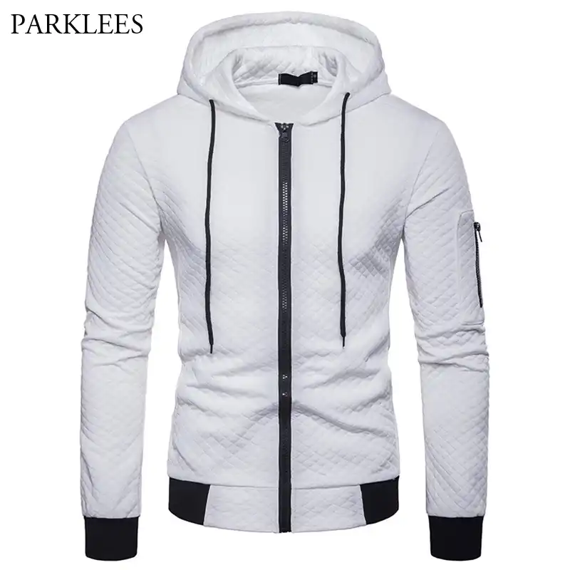 white cotton zip up hoodie