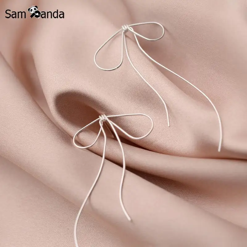 925 пробы серебро ажурные лук темперамент с принтом «сердечки» для маленькой девочки линии, серьги со шпилькой, для Для женщин гипоаллергенный модное серебряное кольцо подарок