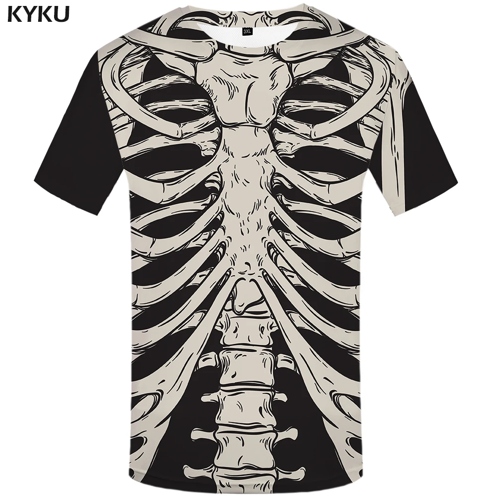 

KYKU Brand Skeleton T Shirt Men Bone T-shirts 3d T-shirt Funny T Shirts Anime Tshirt Fitness Mens Clothing 2018 Casual Tops 4xl