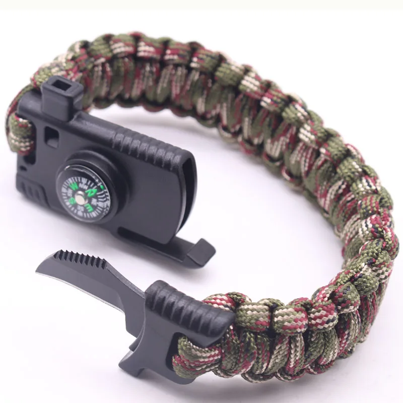 EDC Survival Paracord Bracelet For Men Outdoor Camping Hiking Buckle