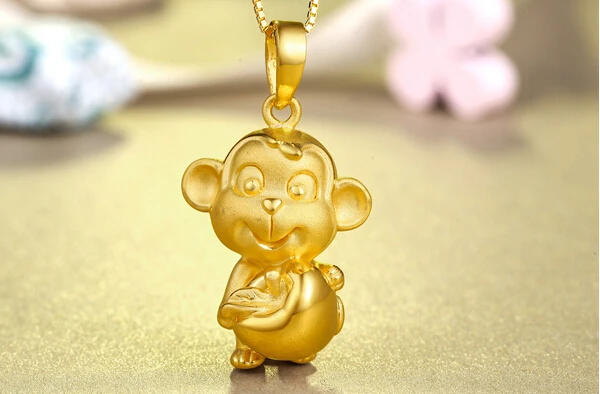 

Pure 24K Yellow Gold Pendant / Bless Monkey Apple Pendant 2.69g