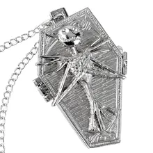 Винтажный кошмар Тима Бертона перед Рождеством черная/серебряная подвеска с черепом ожерелье карманные часы для мужчин и женщин подарок для мальчика девочки