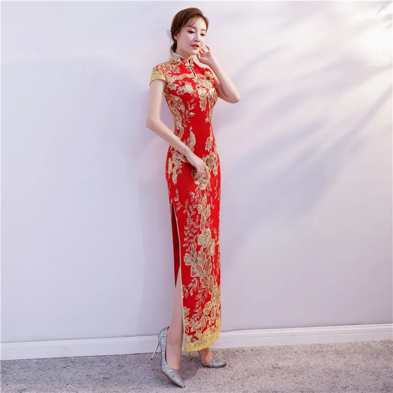 Женское сексуальное Китайский традиционный свадебный платье Qipao Элегантные Блестки современное Восточное длинное платье Ципао вечерние