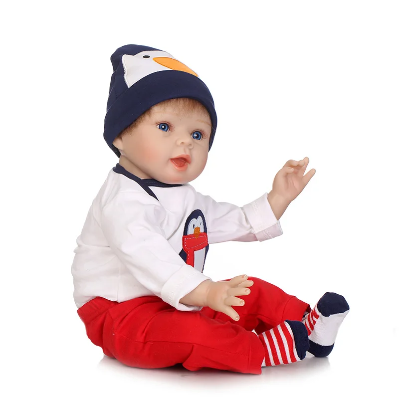 NPK 55 см Reborn куклы живые винилсиликоновых милый пингвин мальчик плавающие куклы ручной работы новорожденных Кукла-младенец Кукла для