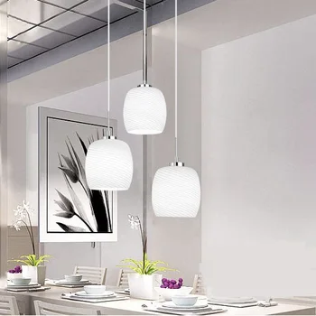 

Modern minimalist living room dining atmosphere three lamps dining room with glass round led pendant lights