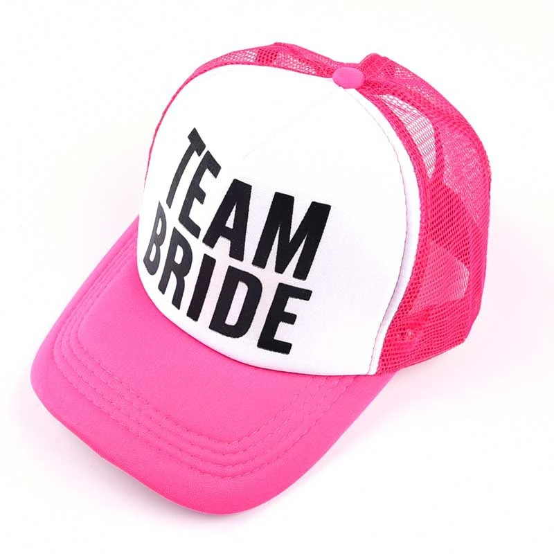 Вечерние кепки для девичника, бейсбольная кепка для невесты, Гавайские вечерние кепки с единорогом, свадебные украшения, аксессуары, Q - Цвет: TEAM Bride Pink