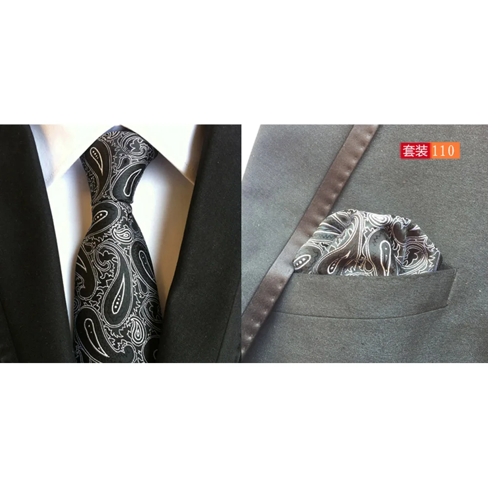 Мужской Галстук Пейсли узор в горошек платок галстук карман квадратный набор HZTIE0311 - Цвет: 110