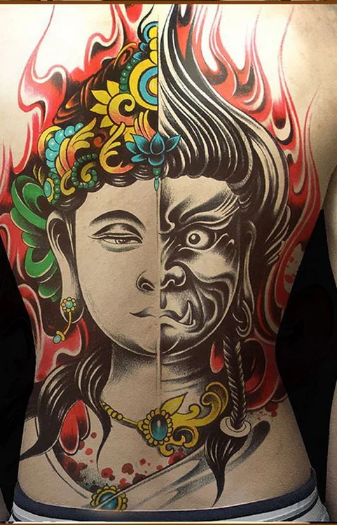 Большой водостойкий полный задний черный временные татуировки наклейки большая вода переводная печать мужские татуировки наклейки размер 12," x 18,9" - Цвет: X27