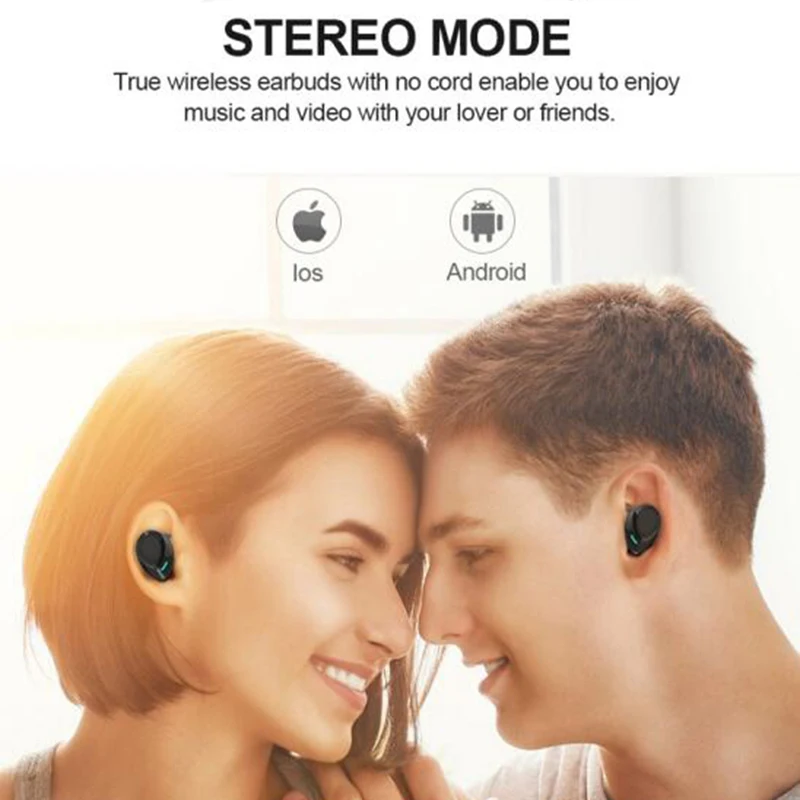 Wireless Bluetooth V5.0 Earphones Stereo Headsets Sport Dual Earbuds with Microphone Headphones for Iphone Android Smart Phone