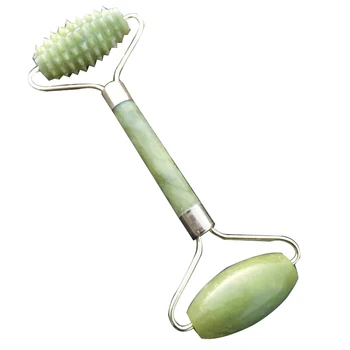 

Sliming Face Massage Roller Double Head Natural Green Jade Roller Skin Care Relaxation Tools for Neck Chin Face Sliming Roller