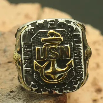 

Men Boy 316L Stainless Steel Cool US Navy Cool Anchor Ring Newest Factory Price