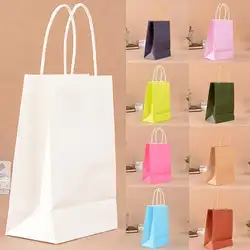 5 шт. или 10 шт. экологически чистый крафт-бумажный подарочный пакет сумка с ручками перерабатываемый магазин упаковочная сумка 10 цветов