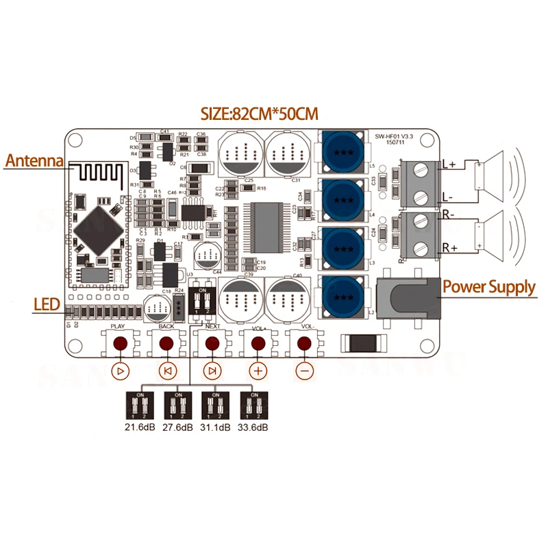 TDA7492P 50 Вт+ 50 Вт Цифровой усилитель плата CSP8635 Bluetooth 4,0 чип BT аудио приемник усилитель плата Модуль Запчасти