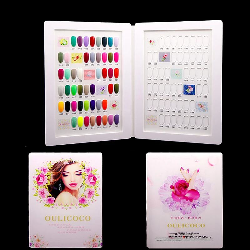 

Professional 96 Colors Acrylic Nail Gel Polish Display Card Book Nails Color Board Chart Nail Art Salon Manicure Tools 2 Styles