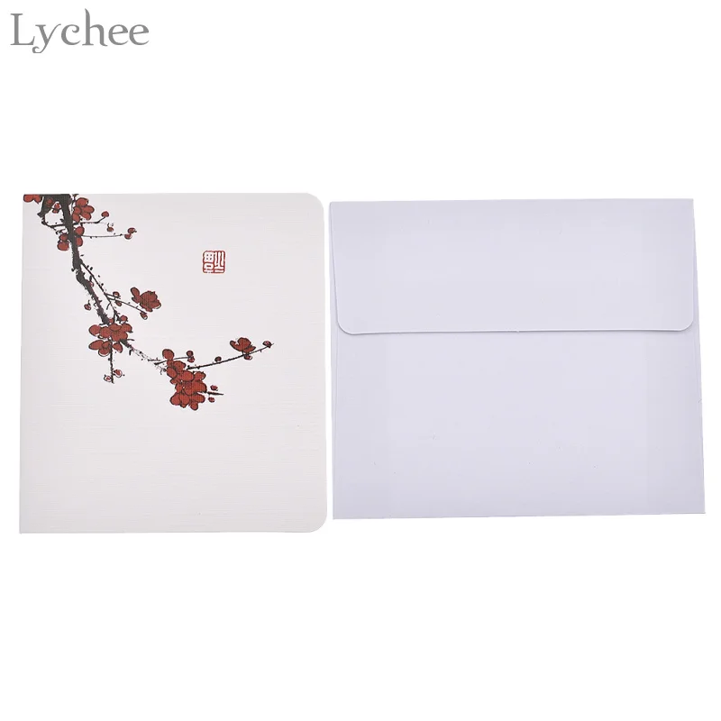  Lychee 10pcs Classical Chinese Flower Postcards With Envelope Greeting Message Cards Birthday Weddi