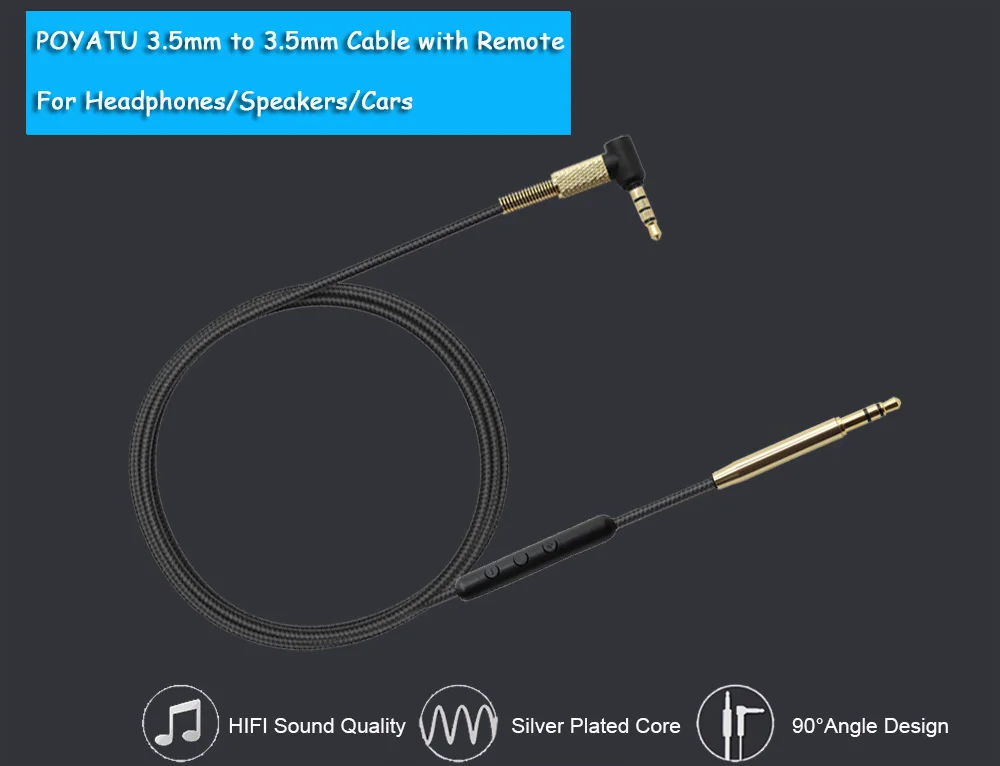 Copper OCC Aux Cable for Meizu HD50 Headphones Replacement  Audio Cables Cord With Mic Volume Control For iPhone Android Samsung  (9)