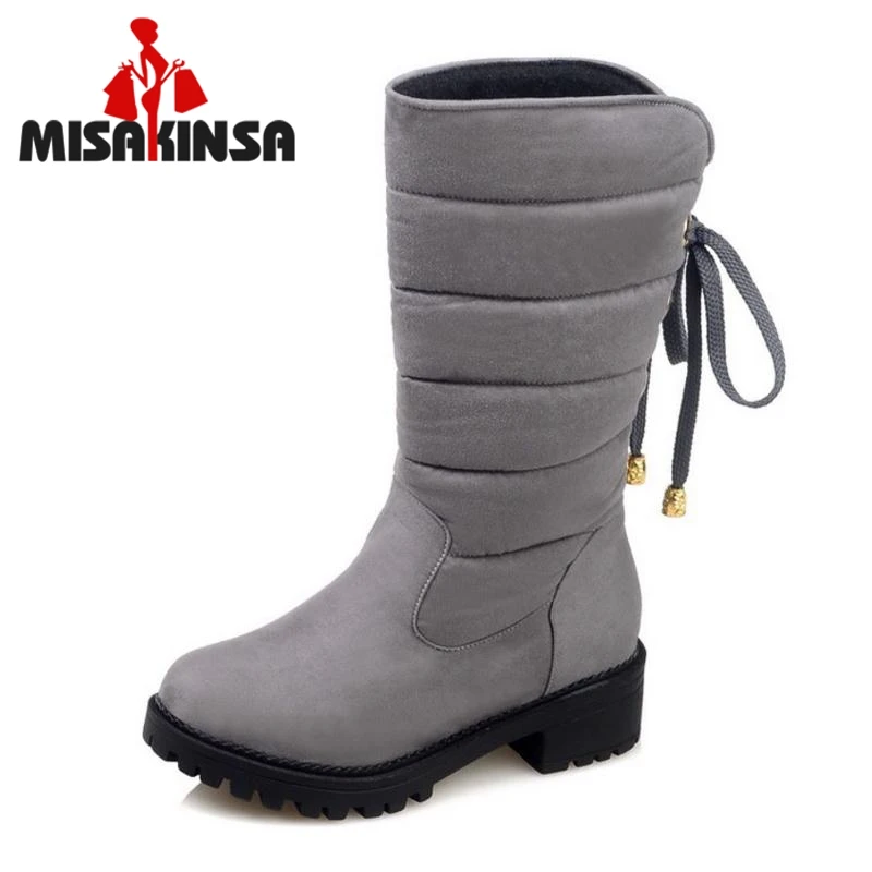 

2016 New Arrive Keep Warm Snow Boots Fashion Thick Fur Platform Mid Calf Winter Boots For Women Shoes Footwear Size 30-52