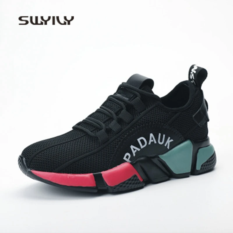 SWYIVY Women Running Shoes Mesh Breathable Colorblock Sneakers 2018 New Lace-up Anti-slip Female Sport Shoes Super Light Shoes