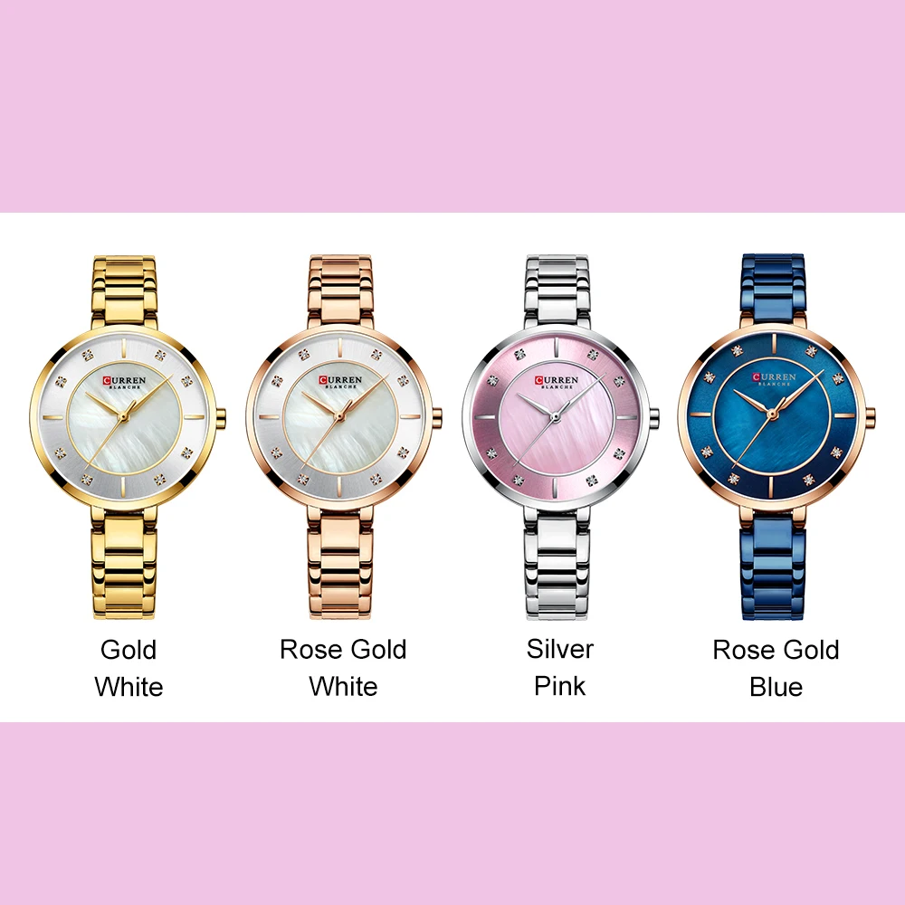 CURREN Ladies Watches Fashion Elegant Quartz Watch Women Dress Wristwatch with Rhinestone Set Dial Rose Gold Steel Band Clock 4
