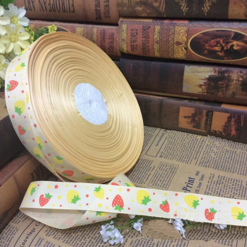 25 мм 91 метров клубника Ptint дизайнерская лента DIY Bow Craft свадебное украшение для