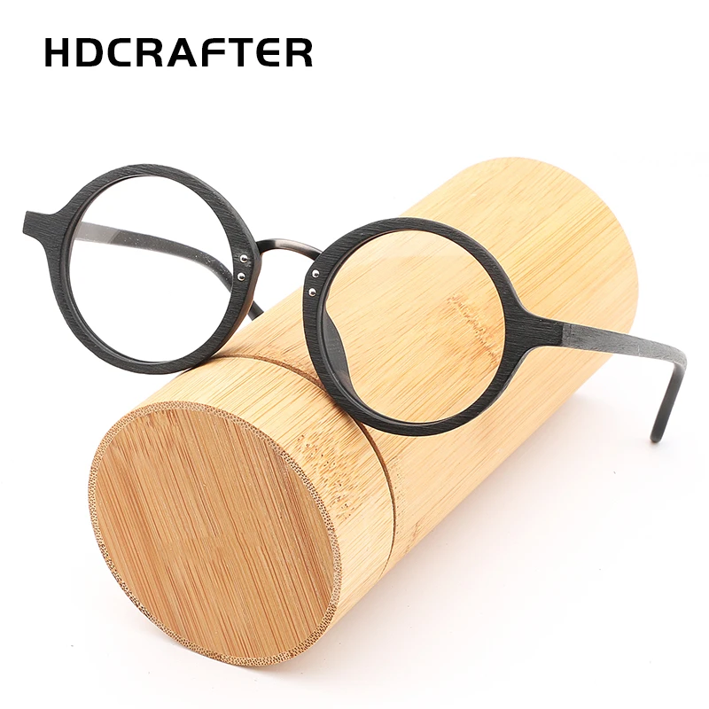 

HDCRAFTER wooden eyewear frames for men unisex round clear lens glasses retro glasses frame high quality