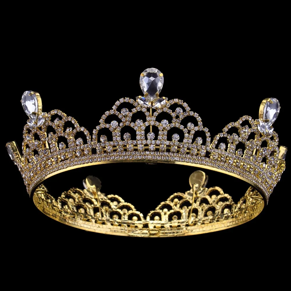 

Water droplets Crystal Princess Tiara Rhinestone Full Crown Ornaments Wedding Hair Accessories Prom Tiara