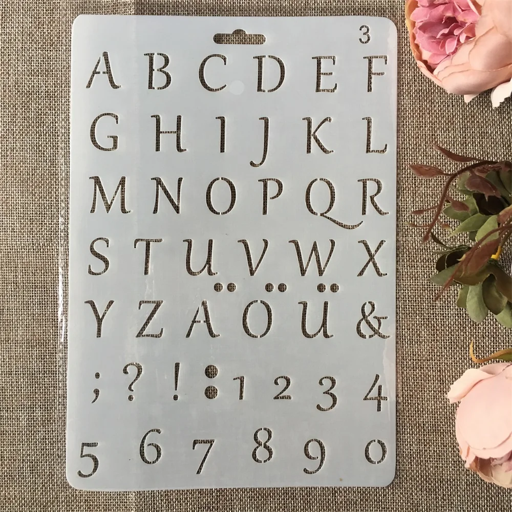 New 26cm Alphabet Letters Number Diy Craft Layering Stencils Painting