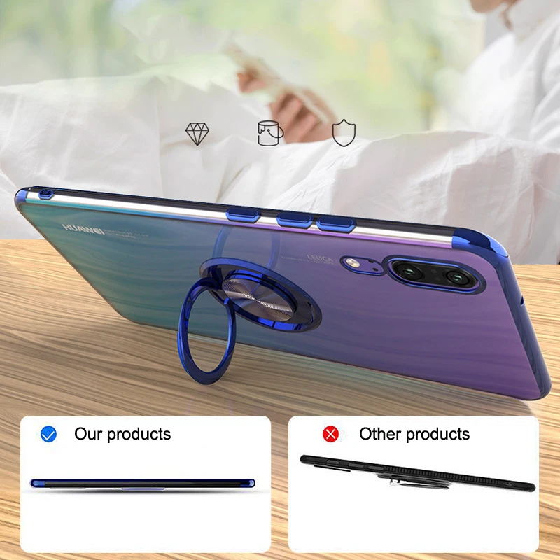 Elecplating Soft Cases for Huawei P30 Pro 30Pro P20 Lite Nova 4 4e 3e Case Invisible Finger Ring Cover for Huawei Mate 20 Case