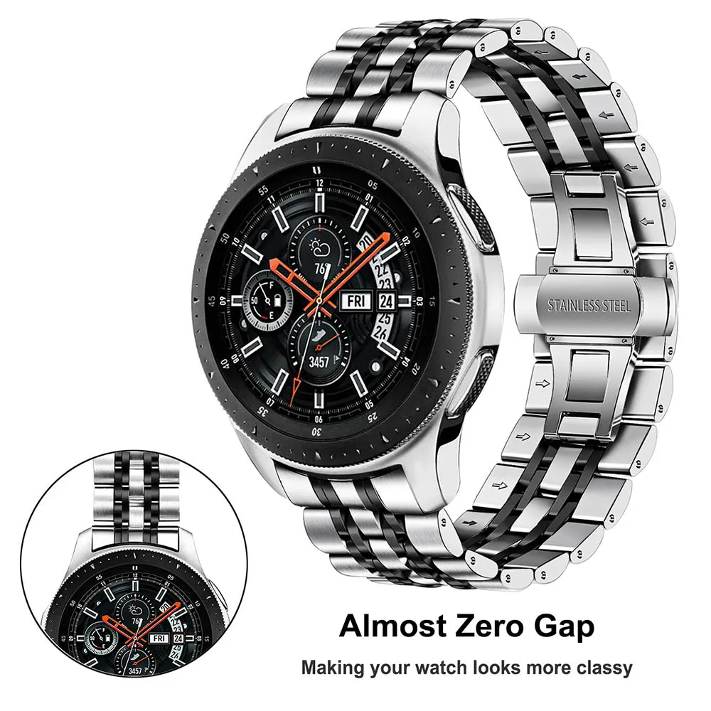 Silver Black Ремешок из нержавеющей стали для samsung Galaxy Watch 46 мм SM-R800 gear S3 сменный Ремешок Браслет - Цвет ремешка: Silver Black