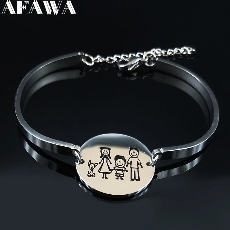 Мода Семья папа мама и мальчик собачья из нержавеющей стали браслет для женщин Серебряный цвет браслет цепочка Ювелирные изделия Pulseras B18435