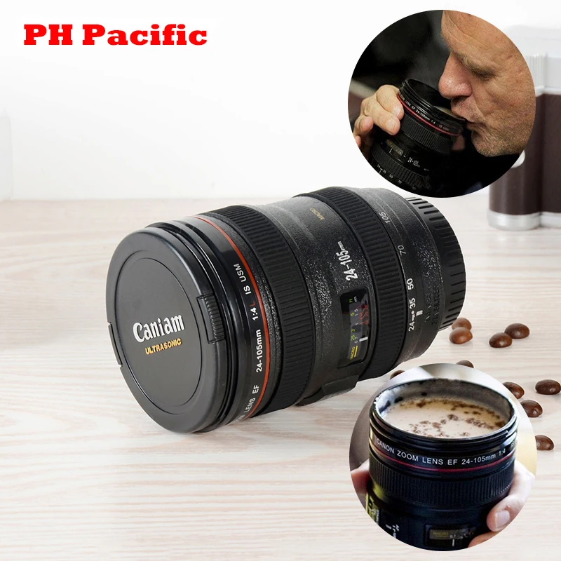 

Dropshipping 300-400ml Plastic Camera Lens Shaped Mug With Lid Coffee Mugs Cup Novelty Gifts Caneca Drinkware Travel Hiking