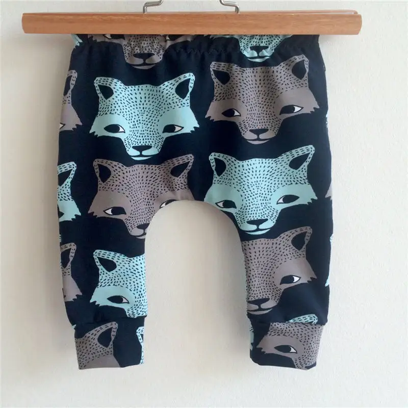Одежда для маленьких мальчиков; брендовая одежда для детей; хлопковые шаровары для маленьких мальчиков с изображением волка; леггинсы; брюки; одежда для малышей из тонкого хлопка; брюки