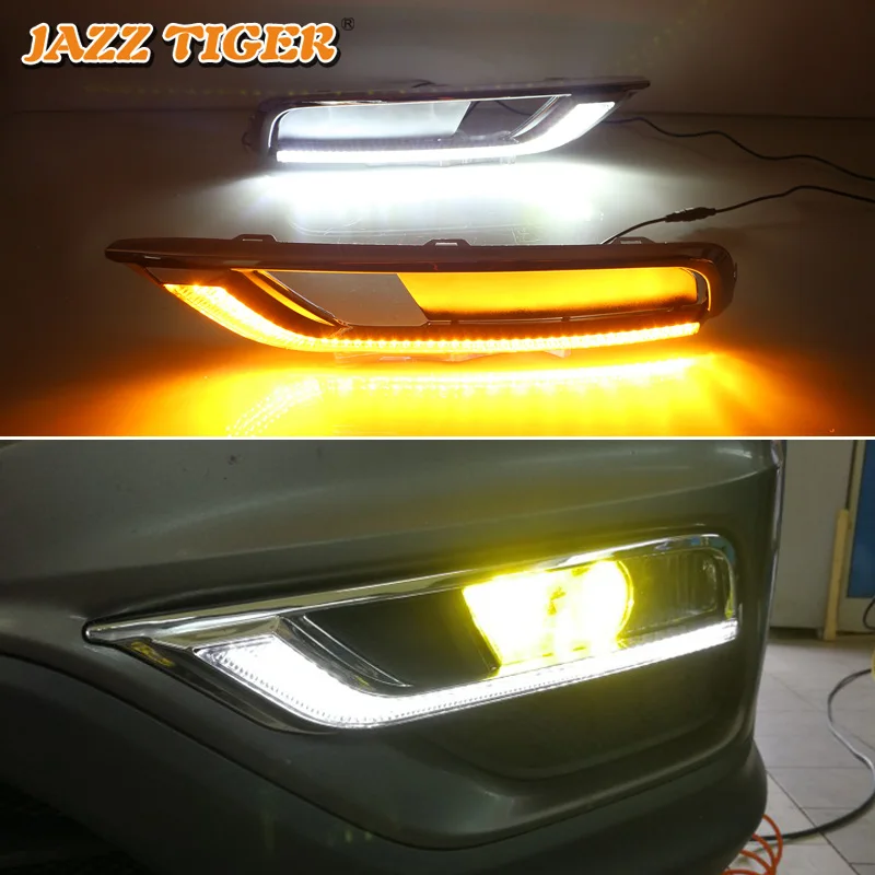 

JAZZ TIGER 2PCS Yellow Turn Signal Function Waterproof ABS LED Daytime Running Light LED DRL For Honda CR-V CRV 2015 2016